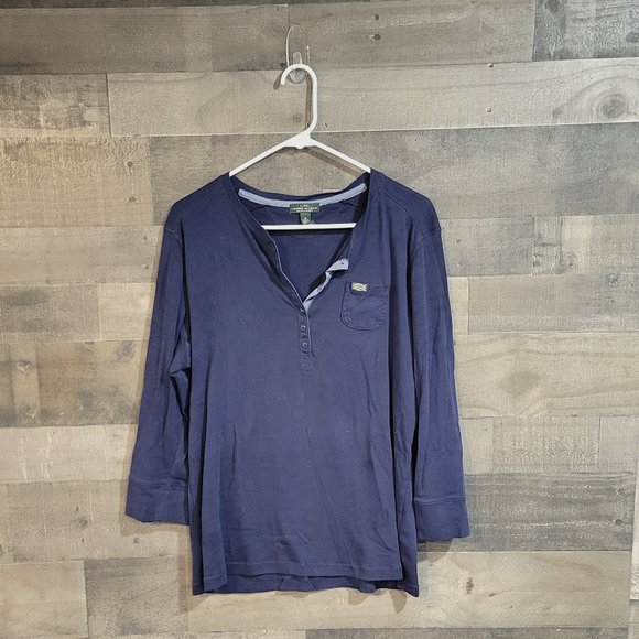 Lauren Jeans Co. by Ralph Lauren Button Front Henley in Navy Blue - Size XL - Picture 1 of 6